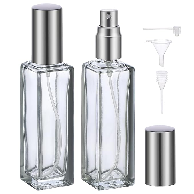 Segbeauty 20ml Refillable Perfume Bottle Travel, 2pcs Empty Glass Spray Bottles Atomizer, Mini Pocket Leakproof Fine Mist Sprayer for Perfume Cologne Dispenser Fragrance Container Set Travel Accessory