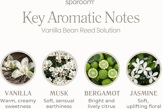 SpaRoom Reed Diffuser Oil Refill – Vanilla Bean Scent, 8oz Cozy Blend for Warmth and Comfort, Smooth and Sweet Aroma for Bedrooms, Lounges, or Relaxing Spaces, Long Lasting Ambient Scent