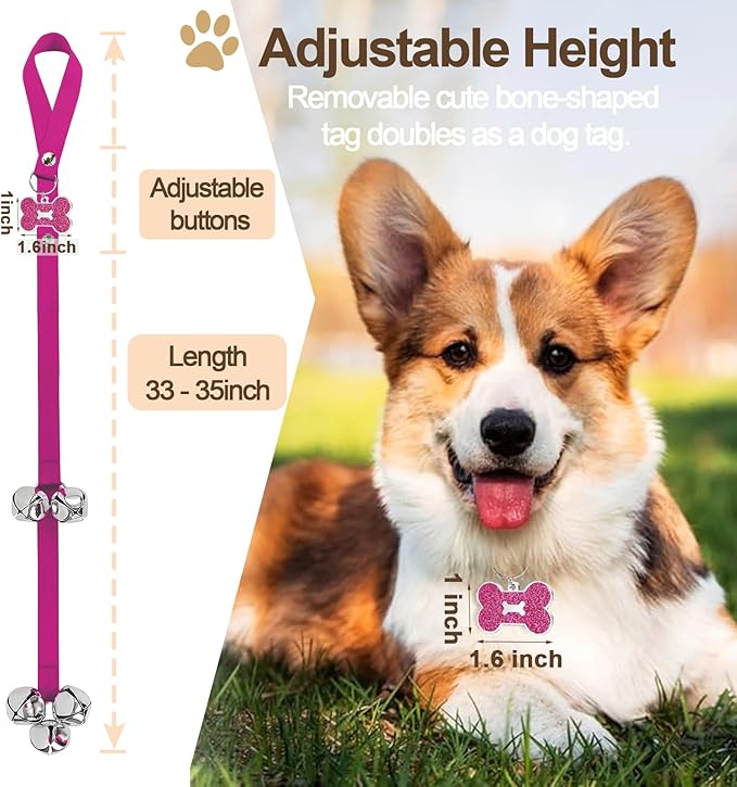 2 Pack Dog Bells, Puppy Potty Training Bell Dog Doorbell Potty Train Dog Bell for Potty Training Door Bells for Dogs to Ring to Go Outside Jingle Bells (Dark Purple)