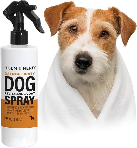 Dog Perfume Spray – Deodorizing Coat Spray for Dogs That Hydrates & Enhances Shine – Dog Cologne & Leave-in Conditioner – Oatmeal Honey 8oz