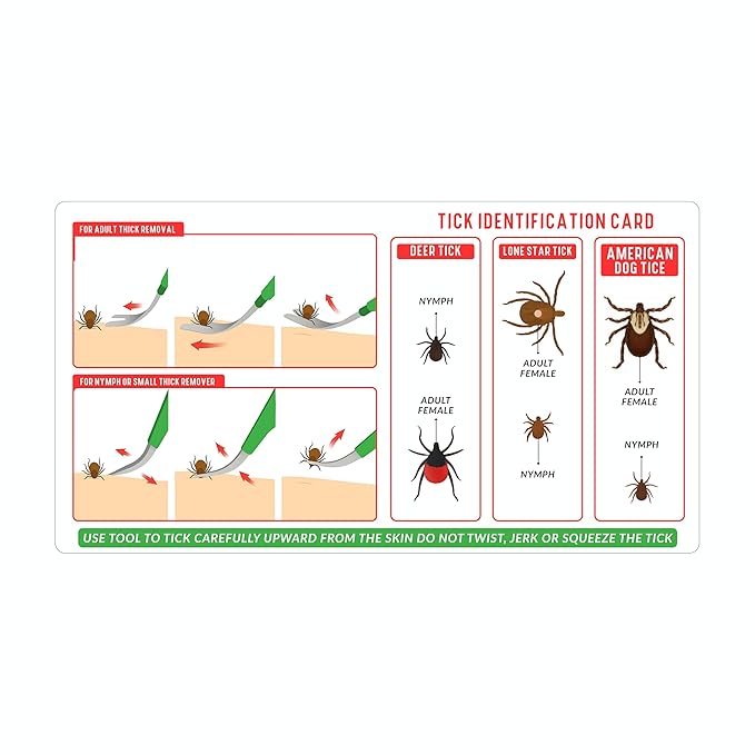 SIVOTE Premium Tick Remover Kit – Stainless Steel Tick Removal Tool & Tweezers with Leather Case and Pocket Tick Identification Card – Safe for Humans and Pets