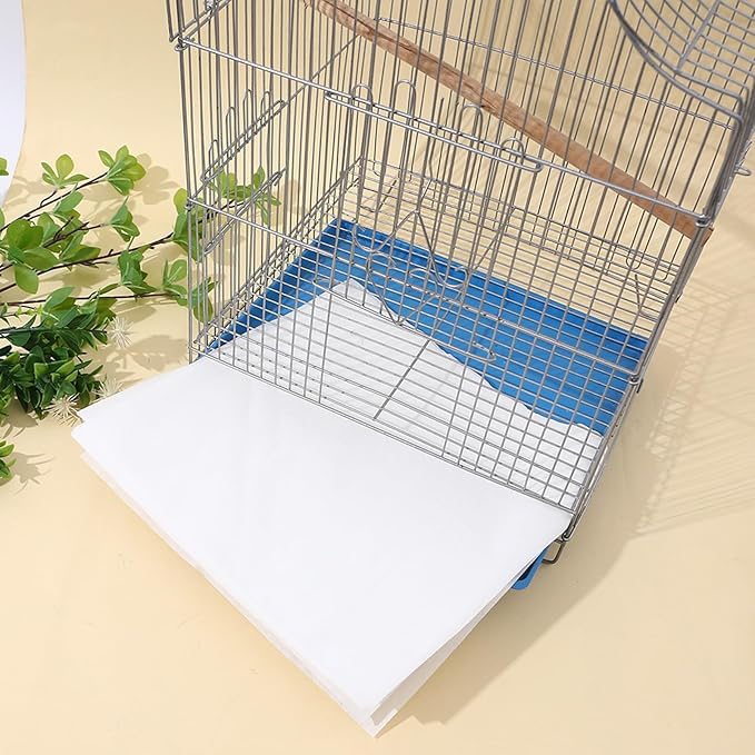 200 Pack Bird Cage Liner Papers, 17x12 Inch Non-Woven Bird Cage Liners Disposable Cage Paper Liners, Precut Absorbent Cushion Pad Mat Accessories for Pet Bird Parrot