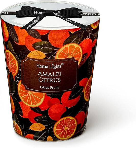 HomeLights 1-Wick Candles for Home Scented - 6.7oz Soy Wax Blend Candle Long-Lasting Fragrance, Eclectic Mixed Styles Home Decor and Housewarming Gifts, Amalfi Citrus