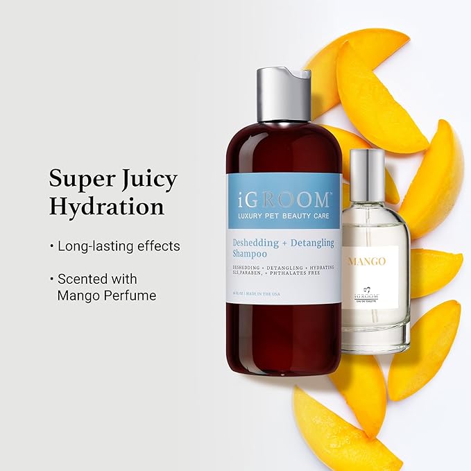 iGroom Deshedding & Detangling Dog Shampoo, Luxury Pet Beauty Care, Loosen Tangles + Unwanted Undercoat, Adds Shine + Volume, Made in USA (1 GAL)