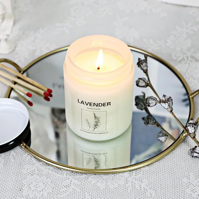 Soy Wax Scented Candle Gift Set, 4 Pack Lavender, Orange & Lemon Scents, Long Lasting Aromatherapy Candles for Home, Relaxing Gifts for Women, Perfect for Holiday, Thanksgiving & Christmas