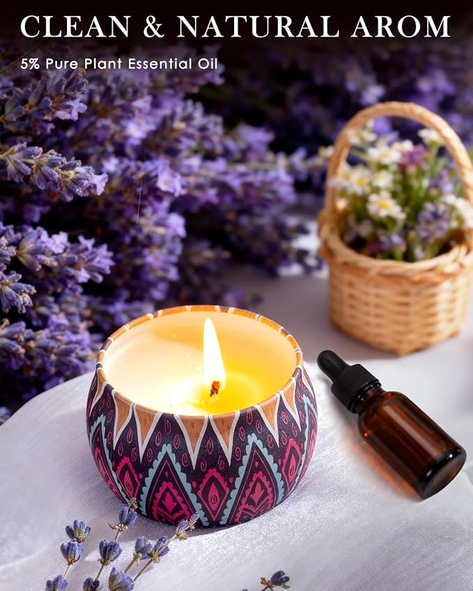 Scented Candles Gifts Set, 4 Pack Aromatherapy Candles for Home Scented, Stress Relief Gifts for Women, 120 H Lasting Burn Natural Soy Wax Candle for Birthday Valentine Mother's Christmas Day