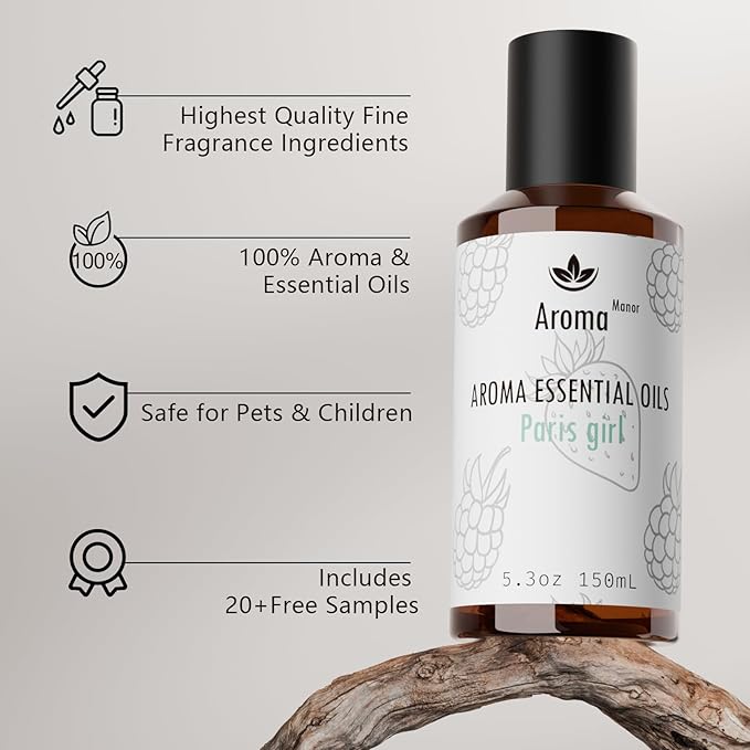 Hotel Scent Diffuser Oil - Paris Girl - Aroma Essential Oil Blends for Aromatherapy Diffuser Machine, Cedarwood, Elevate Large Room with Air Fresheners - 5.3fl oz