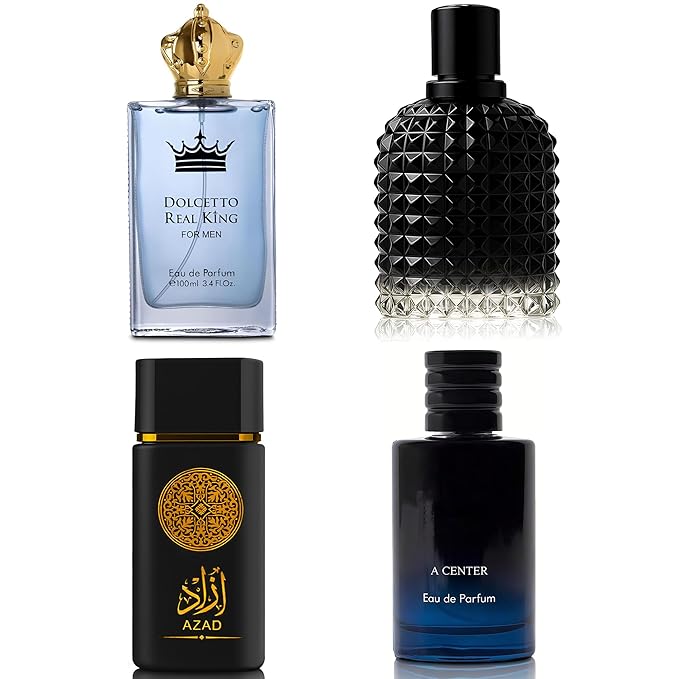 Men's Cologne Include 4 Variety Pack Perfume Gift Set- 3.4 Fl Oz Each Eau De Parfume Tobacco,Musk,Woody,Masculine Scent Long Lasting Fragrance(Bundle K)