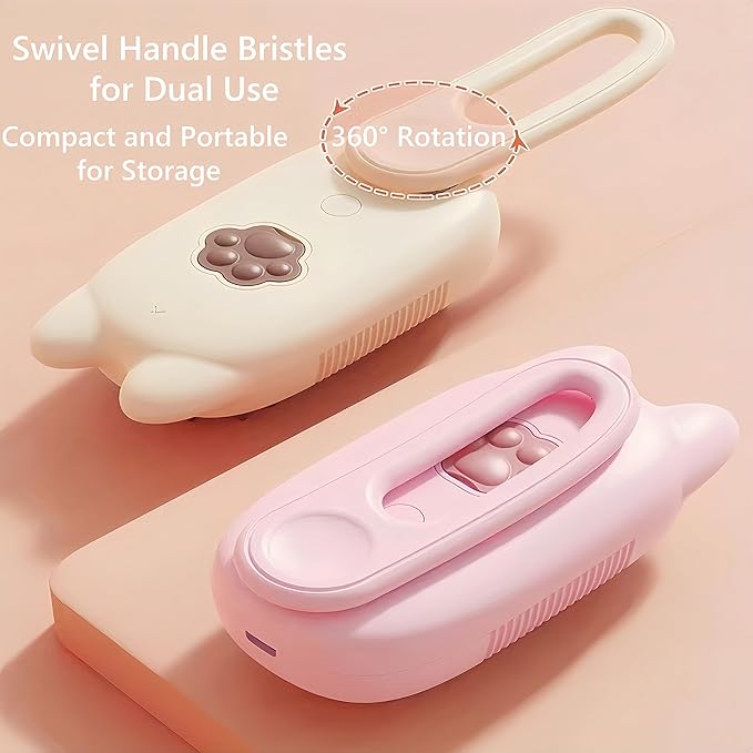 BoBow Cat Steam Brush for Shedding, 4 in 1 Rechargeable Steam Pet Brush for Cats and Dogs, Anti-Static, Massage, Cleaning, Shedding& Combing All in One! (Pink)