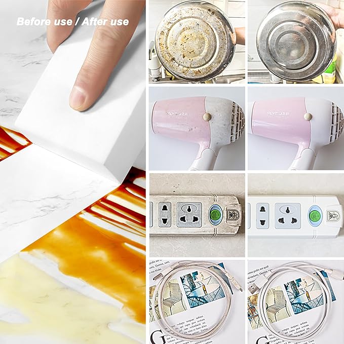 10Pack Melamine Sponges for Multi-Purpose Cleaning - Tough, Durable Magic Sponge Erasers for Use on Sinks, Kitchen, Bathrooms, Walls, Floors, Bathtubs, Shoes, Furniture, Cars - Won't Rip Easily.