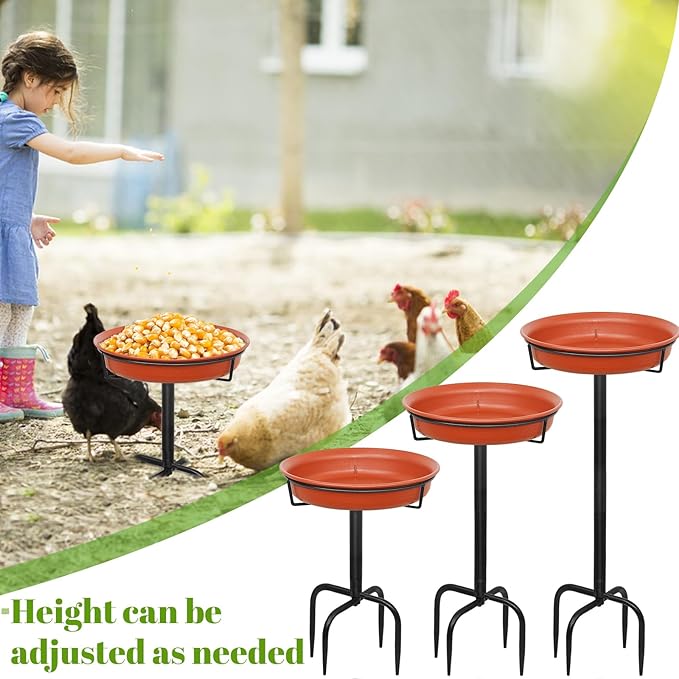 35.5In Freestanding Birdbaths Bowl Outdoor, Standing Garden Bird Bath Bird Feeder Bowl with Metal Stake, Detachable Decoration Spa Birdfeeder for Garden Patio Yard Lawn, 4 Spiky Feet (B)