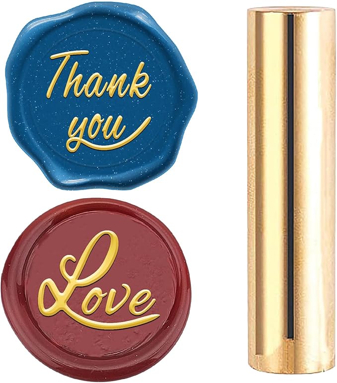 CRASPIRE 2 Sides Pattern Wax Seal Stamp 15mm Mini Thank You Love Soild Brass Greeting Word Wedding Valentine's Day Vintage Sealing Stamp for Invitations Envelopes Card DIY Craft Birthday Decorative