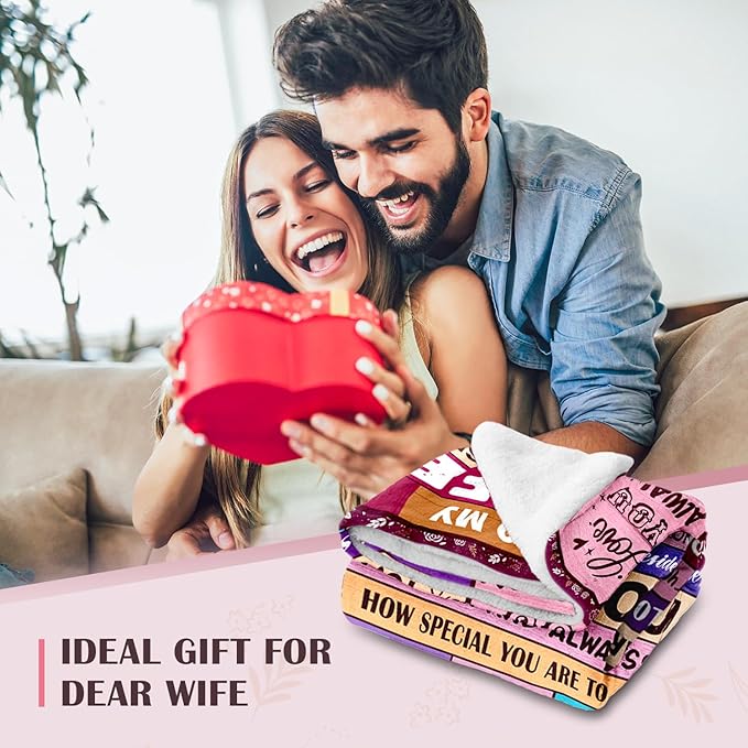 Gifts for Wife from Husbend - Anniversary Wedding Gifts for Women - Best Wife Birthday Gift Ideas - Christmas Mothers Valentines Day Romantic I Love You Gift for Her - To My Wife's Blanket 60"x80"