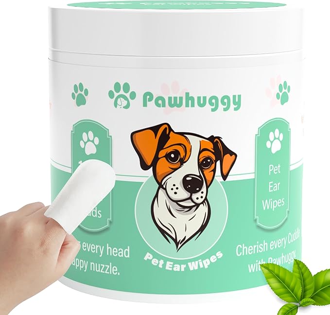 100 Finger Wipes for Pet Lovers - Pet Ear Wipes for Dogs & Cats - Ear Cleaner & Dog Ear Infection Treatment - Cleans Ears, Reduces Itching & Odor, Removes Wax, Relieves Irritation