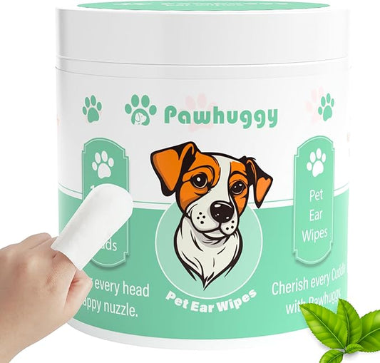 100 Finger Wipes for Pet Lovers - Pet Ear Wipes for Dogs & Cats - Ear Cleaner & Dog Ear Infection Treatment - Cleans Ears, Reduces Itching & Odor, Removes Wax, Relieves Irritation