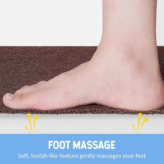 Non-Slip Bathtub Mat, Anti Slip Shower Mat, Fast Drying Bathtub Mats, Foot Scrubber Mat, Anti Slip Mat for Tub, Floor, Bathroom, Kitchen, Home, Hotel (Brown 40"×28")