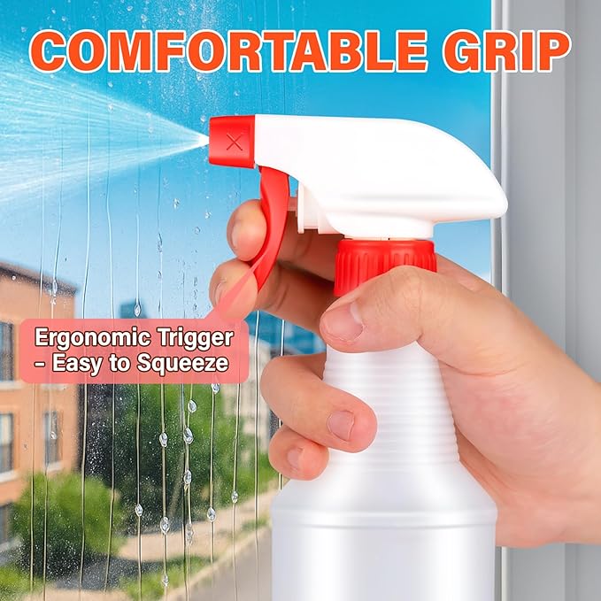 DIYSELF 16oz Spray Bottles 4 Pack, Heavy Duty Refillable Spray Bottles for Cleaning, Plants, and Pets, Chemical Resistant Spray Bottle with Adjustable Nozzle, Squirt Bottles for Multiple Uses