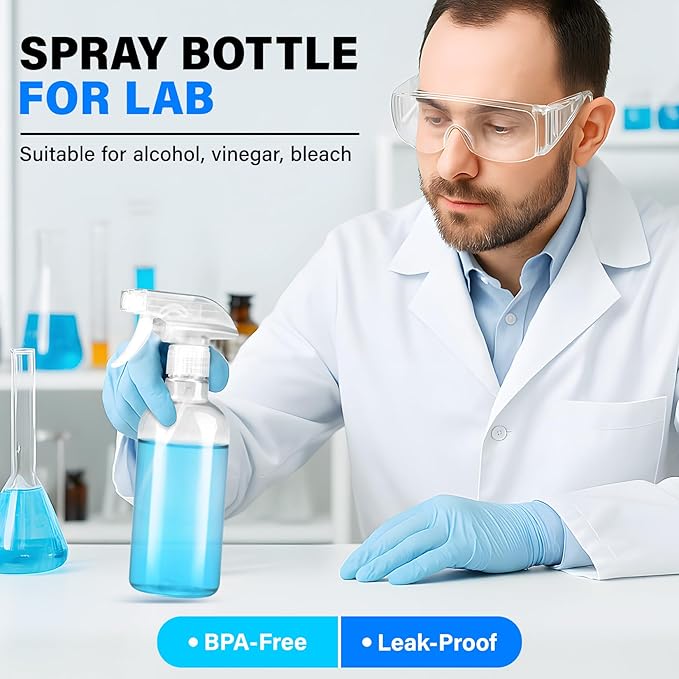 DIYSELF 2 Pack Spray Bottles for Cleaning 16.9 oz/500 ml Water Empty Spray Bottle Heavy Duty Plastic Clear Squirt Mist Spray Bottle for Hair Plants Pets Alcohol Sprayer Lab Reagent Bottles