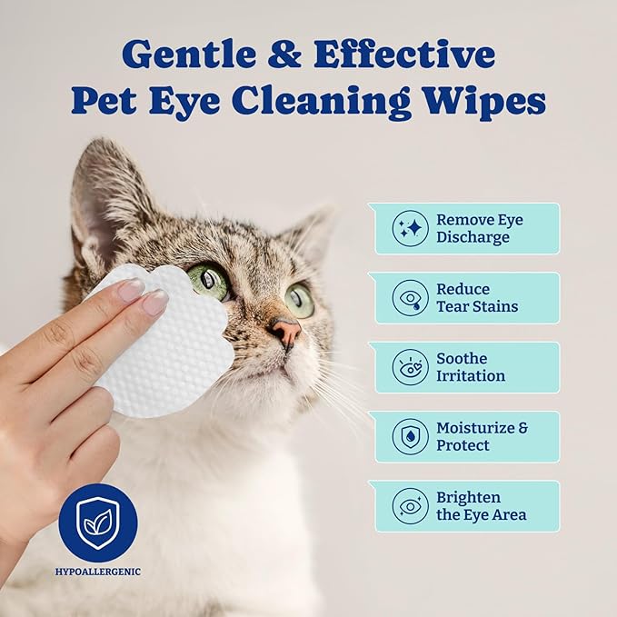 Dog Eye Wipes for Tear Stain Remover – 120 Pet Eye Wipes with Herbal Complex, Dual-Texture Pads for Dogs & Cats, Clean Discharge & Crust, Soothe Eyes, Biodegradable, Vet-Approved, Coconut-Scented