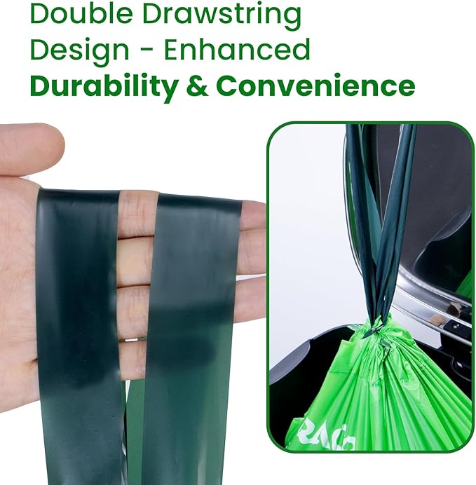 13 Gallon Compostable Trash Bags Drawstring, Heavy Duty Extra Thick 1 Mil, 35 Bags, Tall Kitchen Food Scrap Waste Bag, ASTM D6400