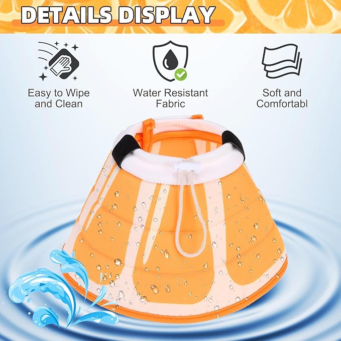 KOOLTAIL Cat Cone Collar, Adjustable Soft Comfortable Cat Recovery Collar to Stop Licking, Foldable Donut Water Resistant Pet Cone for Small Large Cats Kittens After Surgery Orange M