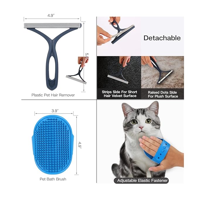 7‑in‑1 Pet Deshedding Tool, Dog Grooming Brush Set, Dog Brush Combo, Pet Deshedding Brush, Flea & Grooming Comb, Carpet & Bath Hair Remover