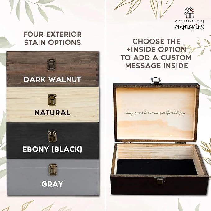 Personalized Christmas Eve Box Custom Engraved Wooden Memory Box Party Favor Xmas Traditional Santa Gift Box for Kids Family Friends - Rustic Memento Keepsake Box Perfect Holiday Gifts for Him Her