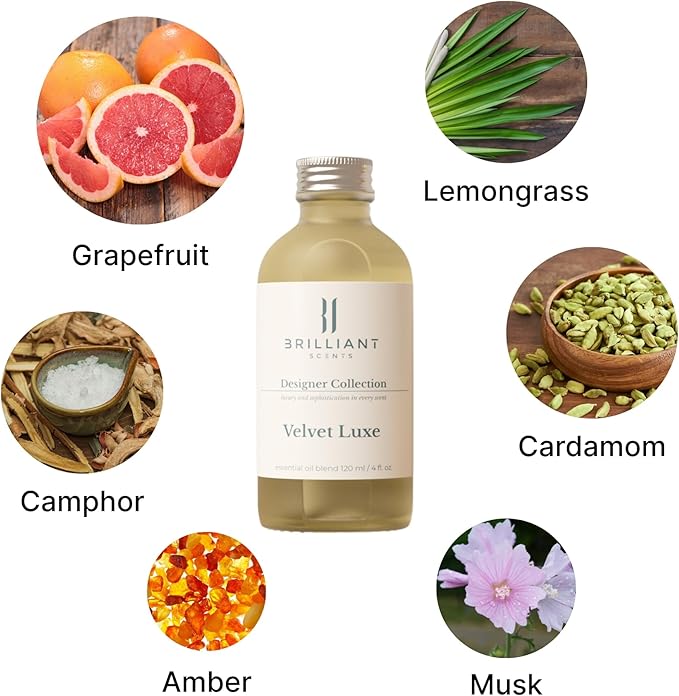Brilliant Scents Diffuser Oil Refill, Inspired by Dubai/Mercedès Benz Designer Collection Aroma Scents, Essential Oils Set for Home, Fragrance Oil for Candle Making, Hotel, 500ML, Velvet Luxe