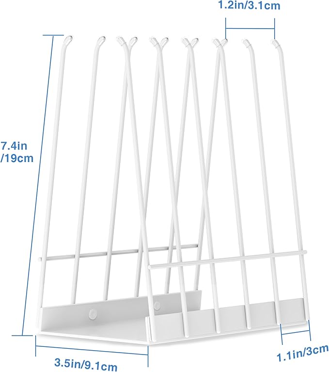 Reusable White Bags Drying Rack: Stainless Steel Multiple Kitchen Storage Organizer for Plastic, Gallon, Snack, Sandwich bags, Desktop Book Shelf, Dresser Storage Rack