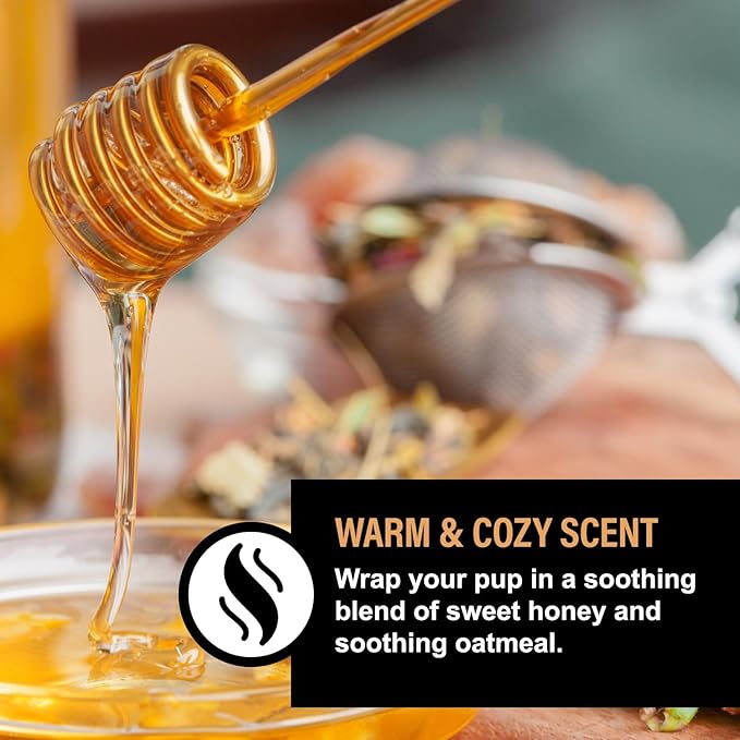 Holm & Herd Oatmeal Honey Dog Care Gift Bundle – 3 Piece Grooming Set with Bubble Bath Shampoo, Deodorizing Spray & Serum – Soothing Dog Gift for Sensitive Skin (Oatmeal Honey)