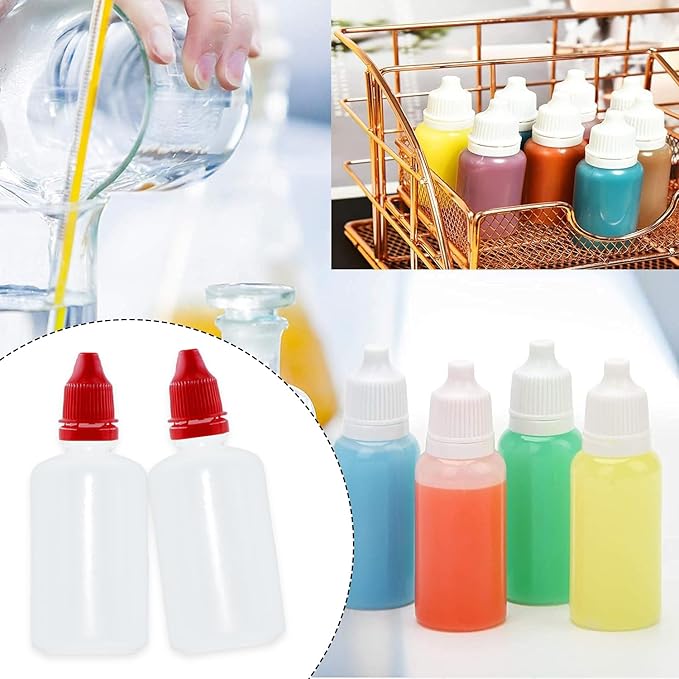 12 Pcs Dropper Bottles, 50ml/1.7 oz Empty Squeezable Small Mouth Dropper Bottle, Liquid Dropper Bottle with Red Cap