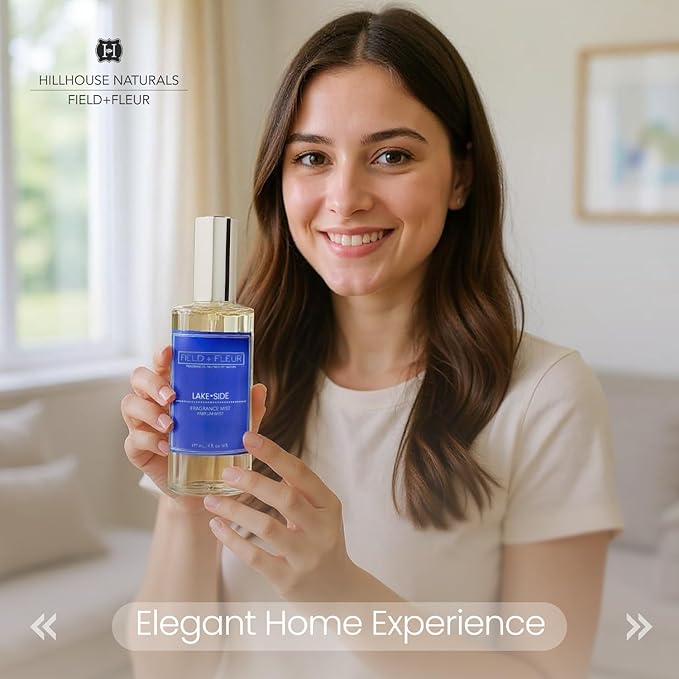 FIELD FLEUR Natural Room and Linen Spray, Non-Toxic Fragrance Mist With scents of amber, aquatic accords, citrus & coconut– Long-Lasting Room Spray for Home, Bedding – Made in USA, 4oz – Lake Side