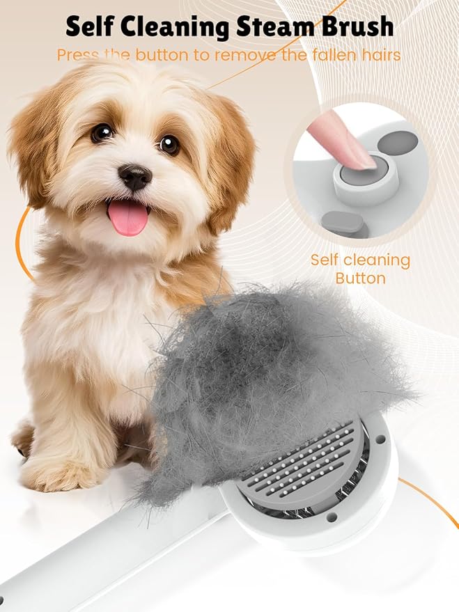Anti-static Cat Steam Brush,3-in-1 Dog Brush & Gentle Grooming Fur Removal Tool for All Pets,Furmist Comb,Dog Brush,Cat Brushes,Pet Steam Brush,Self-Cleaning with Release Button for Long Short Hair