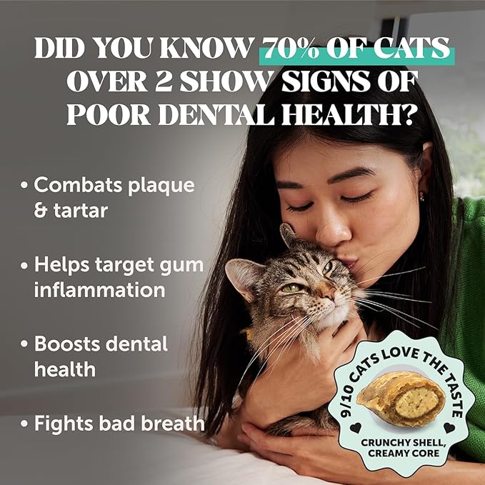 Pet Honesty Fresh Dental Bites for Cats - Crunchy & Creamy Cat Dental Treats for Fresh Breath, Plaque + Tartar Control, Cleans Teeth + Gums, Daily Cat Oral Care (30 Day Supply)