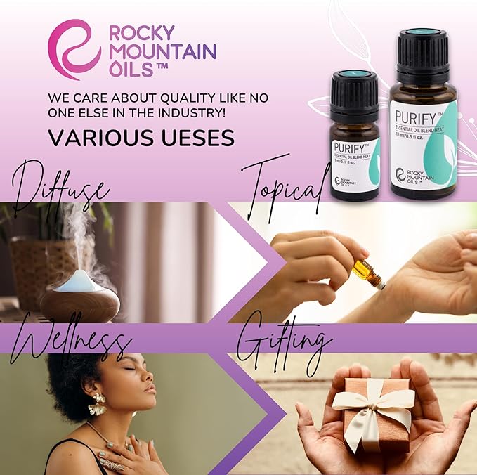Rocky Mountain Oils Purify Essential Oil Blend 15ml - Organic, Diffuser Oil, Frankincense, Sage Oil Pure Essential Oils for Diffuser and Aromatherapy, Perfect for Hotel, Spa, Diffuser Oil