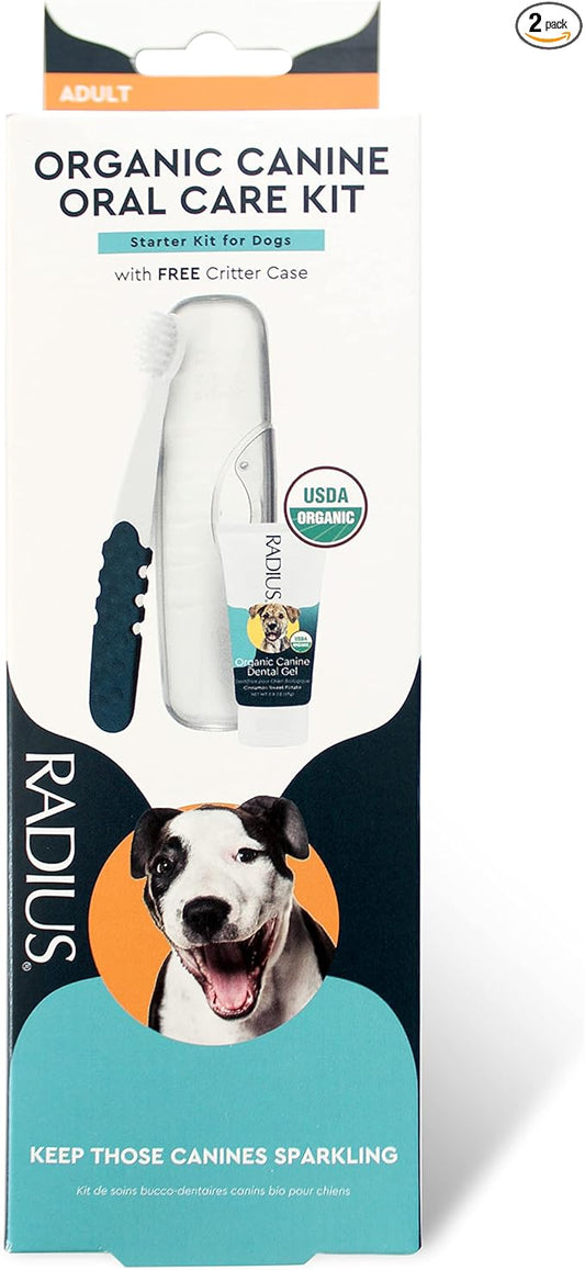 RADIUS Canine Oral Care Kit, Includes 1 Pet Toothbrush, 1 Critter Case, and 0.8 oz Canine Pet Toothpaste, Firm Bristle & Non Toxic Toothpaste for Dogs