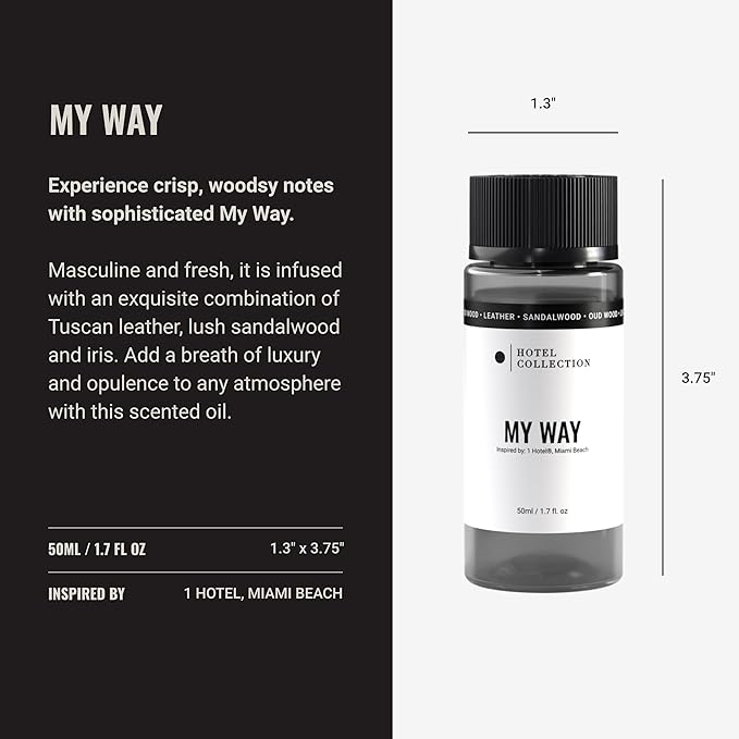 Hotel Collection Diffuser Oil - My Way - Aromatherapy Essential Fragrance Oil - Sandalwood, Warm Virginia Cedar & Beautiful Iris - 50ML 1.7 Fl oz