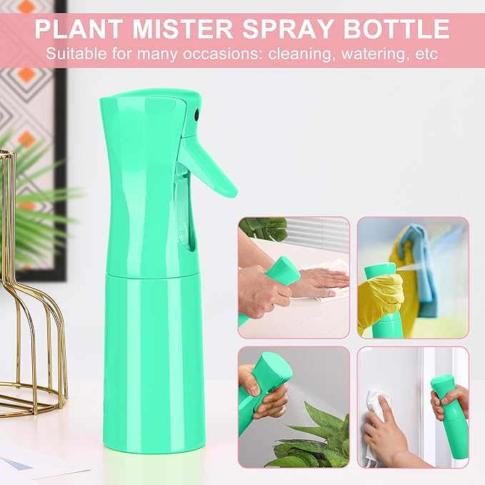 Hair Mister Spray Bottle，Spray Water Bottle Fine Mist Refillable Plants（6.8OZ /200ML） Barber，Showering Pets, Plants, travel, Ironing and Cleaning ﻿ ﻿ ﻿ (Green)