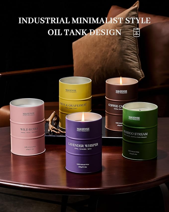 M&SENSE Coffee Cappucina Large Scented Candles, Soy Natural Wax Candle 21.2oz 120 Hours Long Lasting Burning, Strong Coffee Aroma Candle Unique Housewarming Appreciation Gifts