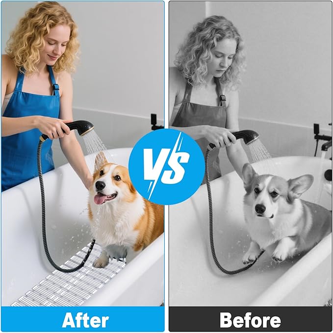 Dog Bath Mat for Pet Shower in Tub - Extra Long 35.43 x 15.74 Inch,DIY Puppy Washing Mat for Bathtub for Dog Grooming,Fast Dry Dog Shower Attachment Mat Senior Friendly Dog Bath Supplies