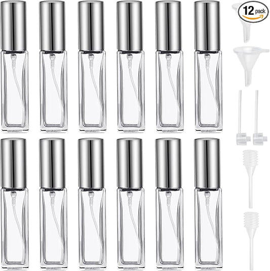 9 ML Empty Perfume Bottles, 12 Pcs Mini Glass Refillable Perfume Atomizer, Leak-proof Fragrance Bottles with Fine Mist Sprayer, Portable Perfume Bottle, Perfume Atomizer for Men and Women
