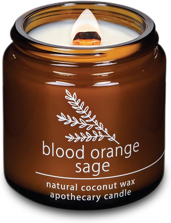 Hemlock Park Crackling Wood Wick Candle Handcrafted with Natural Coconut Wax (Small 4 oz, Blood Orange Sage)
