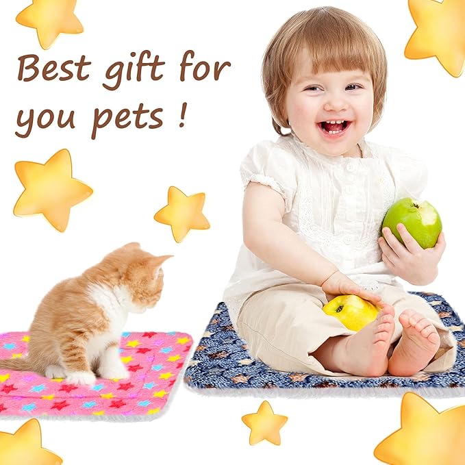 Jetec Plush 4 Piece Small Animal Bed Mats, 10 x 11 Inch, Rabbit, Hamster, Guinea Pig, Soft Plush Bedding