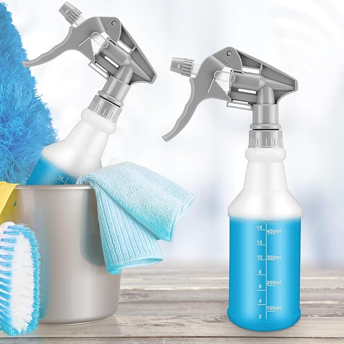 10 Pack Spray Bottles 16 oz Empty Water Spray Bottles for Cleaning Heavy Duty Refillable Squirt ‌container with Measurements Adjustable Nozzle for Household(Gray)