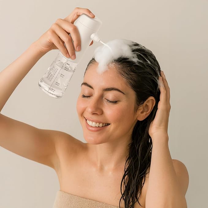 Airversa Electric Foaming Shampoo Dispenser with Hair Scalp Massager Brush 1100mAh IPX8 Shampoo Foamer for Woman Men Baby Kid Dog Cat ES1-White Kit