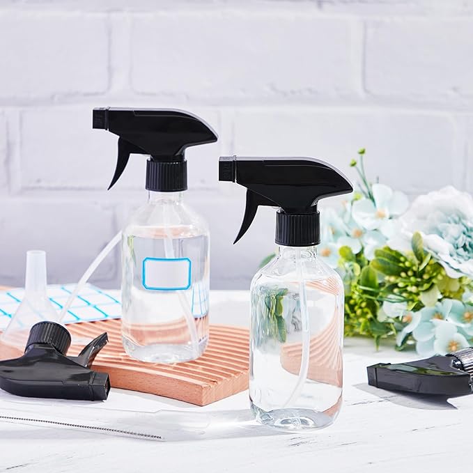 9 Pack 10oz/300ml Plastic Spray Bottle Bulk for Plant Small Spray Bottle Fine Mist Water Sprayer Upgraded Adjustable Nozzle Refillable Empty Containers for Cleaning, Hair, Cooking(Clear)