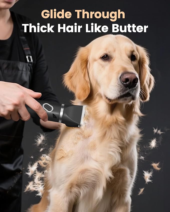 4 in 1 Dog Grooming Kit for Thick Hair, 2000mAh Heavy Duty Dog Clippers for Grooming, 2-Speed Low Noise Paw Trimmer with Nail Grinder for Body, Paws, Nail, Face, Ears, Legs