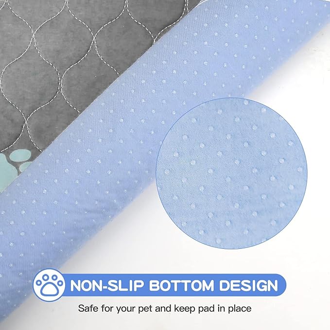 Aitmexcn Washable Puppy Dog Pee Pad, 2PCS 100% Waterproof Whelping Training Mat for Puppy/Senior Dog, Fast Drying Reusable Puppy Pads for Indoor, Outdoor and Car Travel- 48*65'' Llight Gray
