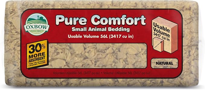 Oxbow Pure Comfort Bedding, Rabbit, Hamster, & Guinea Pig Bedding, Bunny Supplies for Litter Box, Pet Safe, 99.9% Non-Dust, Natural, 56 Liter Bag