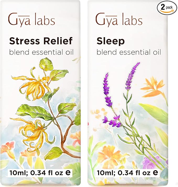 Stress Relief Oil Essential Oils Blend for Diffuser & Sleep Oil for Diffuser Set - Aromatherapy Grade Essential Oils Set - 2x10ml - Gya Labs